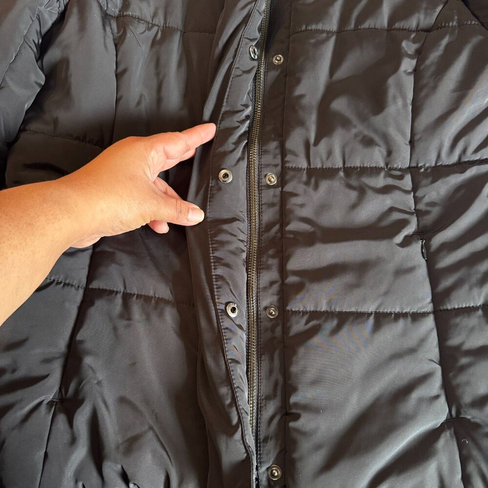 BANANA REPUBLIC Women's MEDIUM Puffer Jacket Coat Black Full Zipper Snap Winter - Picture 4 of 8